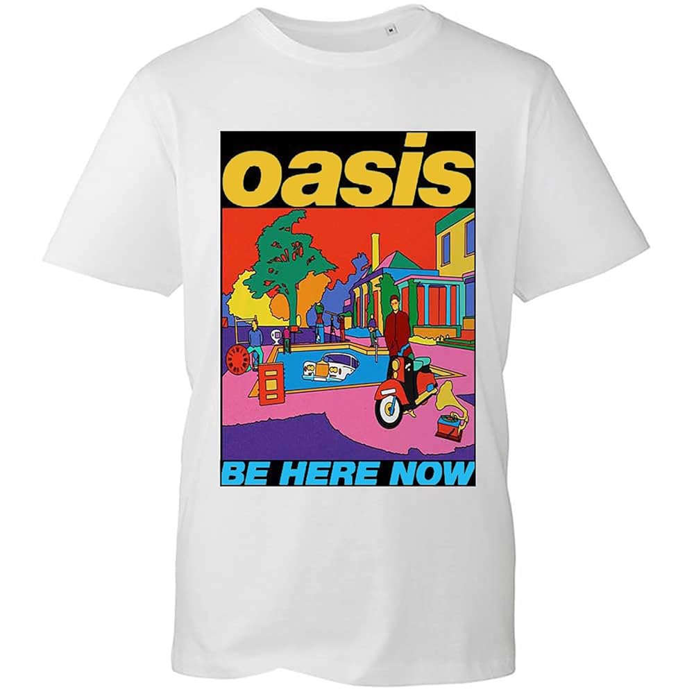 Amazon | [Oasis] T Shirt Be Here Now Illustration Band Logo